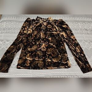 Boden Black Velvet Paisley Blouse Size 2